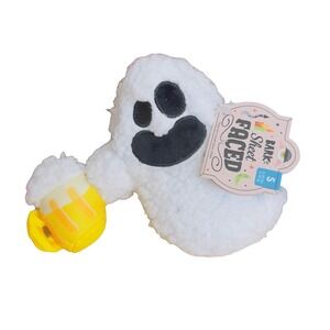 Bark Box Small Sheet Faced 6" Plush‎ Dog Toy Ghost Crinkle Squeak Small 0-20 Lbs